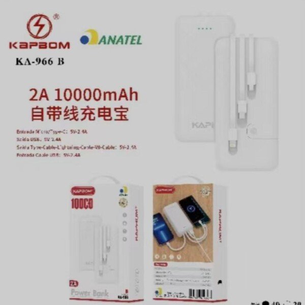 Carregador Portatil 2A 10000mah Kapbom KA-966 B