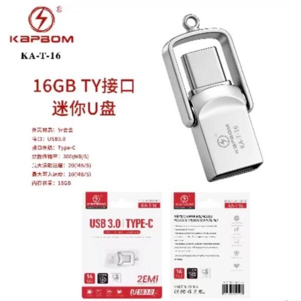 Mini Pen Drive USB 3,0 Tipo C De 16GB Kapbom KA-T-16