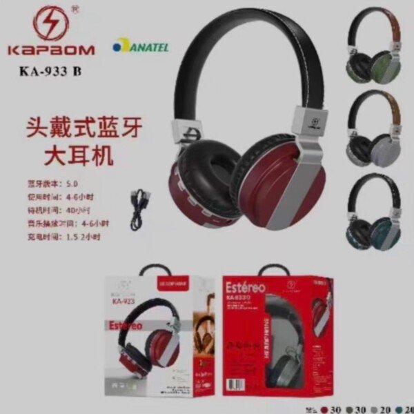 Fone Headphone Estereo Bluetooth Kapbom KA-933 B