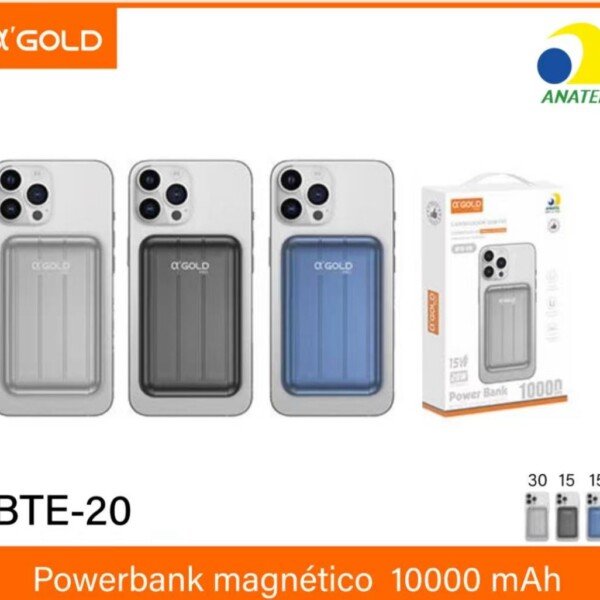 Carregador Portatil 10000mah Inducao  7,5w A'gold BTE-20