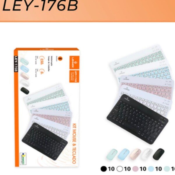 Kit Teclado Regarregavel Sem Fio Com Mouse Colorida Lehmox LEY-176B