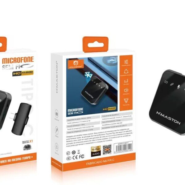 Microfone Lapela Sem Fio Tipo C  Profissional H’maston MK-14