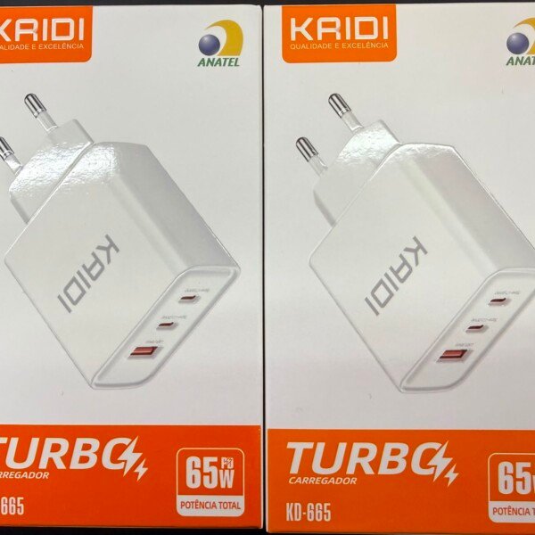 Carregador Fonte Turbo Kaidi 65w KD-665 PD + USB