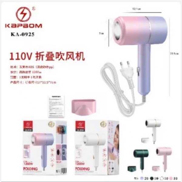 Secador de cabelo dobravel 110v 1200w 20,5*12,4*7 cm Kapbom KA-0925