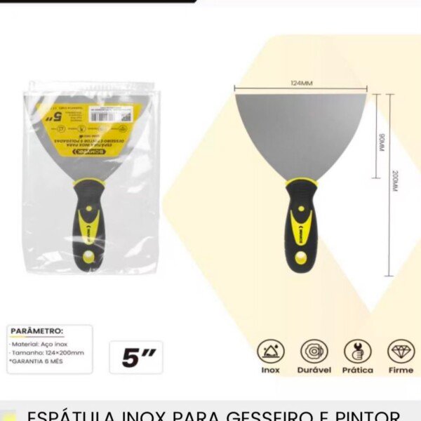 Espatula Inox para Gesseiro e Pintor 5 Polegadas Bomvink BOM-1013