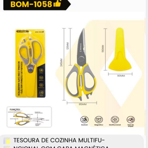 Tesoura de cozinha multifuncional com capa magnetica Bomvink BOM-1058